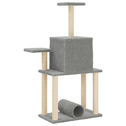 Avis Helloshop26 Arbre à chat meuble tour grimper jouet grattage grattoir escalade plateforme avec griffoirs en sisal clair 122 cm gris 02_0022556