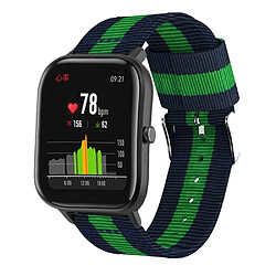 Bracelet en nylon Toile verticale 20mm bleu/vert pour votre Xiaomi Huami Amazfit GTS