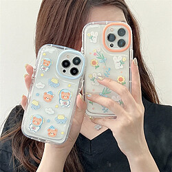 GUPBOO Étui pour iPhone13ProMax Plein écran fleur ours lapin mignon étui pour téléphone portable transparent