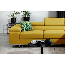 Acheter VENESETTI Canapé d'angle convertible ARMEL en tissu luxe 5 places, jaune moutarde, avec coffre, angle droit (vu de face)