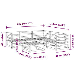 vidaXL Salon de jardin 6 pcs bois massif sapin de douglas pas cher