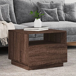 Maison Chic Table basse pour salon | Table à café avec lumières LED chêne marron 50x49x40 cm -GKD27532