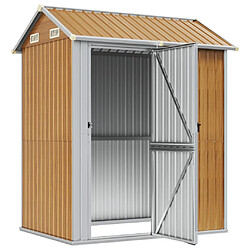 Helloshop26 Abri de jardin cabane cabanon maison de stockage remise extérieur hangar outils robuste clair 192 x 152,5 x 237 cm acier galvanisé marron 02_0022301