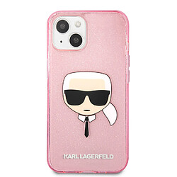 Karl Lagerfeld KLHCP13XKHTUGLP Coque pour iPhone 13 Pro Max 6,7' Rose pailleté Karl's Head