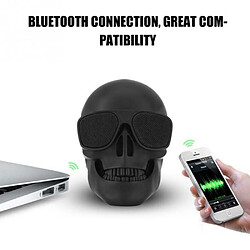 Universal Haut-parleur Bluetooth sans fil Haut-parleur Skull Portable Mini Stéréo Couleur HD Unique Woofer 5W Audio Music Player Support TF Card | Haut-parleur portable (noir)