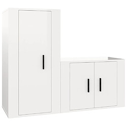 Maison Chic Ensemble de meubles TV 2 pcs pour salon - blanc brillant bois d'ingénierie -MN49893