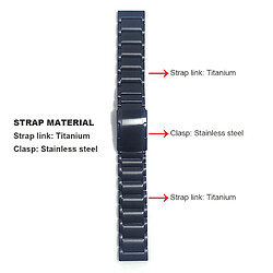 Bracelet en métal 22mm titane 3 perles noir pour votre Samsung Galaxy Watch3 45mm/Haylou RT RS3