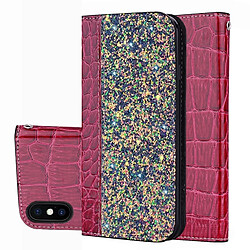 Wewoo Etui à rabat horizontal en cuir texturé glitter avec texture croco pour iPhone X / XS, avec emplacements pour cartes et support