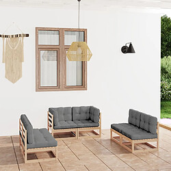 vidaXL Salon de jardin 6 pcs avec coussins Bois de pin massif