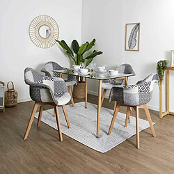 The Home Deco Factory Fauteuil scandinave Patchwork (Lot de 2) gris.