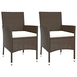 Acheter Maison Chic Ensemble de bistro 3 pcs coussins,Table + chaises + coussins de jardin marron poly rotin -GKD675834