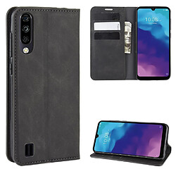 Etui en PU flip auto-absorbant au toucher soyeux avec support noir pour votre ZTE A7(2020)