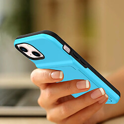 Coque en TPU + acrylique avec porte-cartes et miroir caché bleu ciel pour votre iPhone 13 6.1 pouces