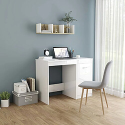 vidaXL Bureau Blanc brillant 100x50x76 cm Bois d’ingénierie