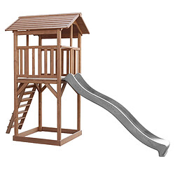 Acheter AXI Beach Tower Aire de Jeux avec Toboggan en gris & Bac à Sable | Grande Maison enfant extérieur en marron | Cabane de Jeu en Bois FSC