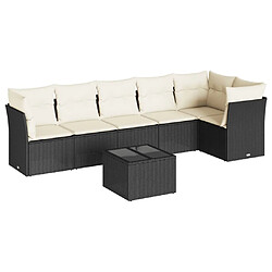 Maison Chic Salon de jardin 7 pcs avec coussins | Ensemble de Table et chaises | Mobilier d'Extérieur noir résine tressée -GKD93354