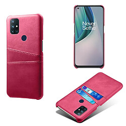 Coque en TPU + PU avec double porte-cartes rose pour votre OnePlus Nord N10 5G