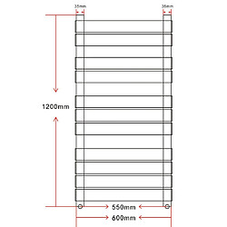 Helloshop26 Radiateur chauffage central sèche-serviettes circulation d'eau chaude hauteur 120 cm salle de bain 3202041 pas cher