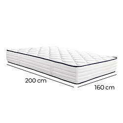 Visiodirect Matelas CUBA 160x200 cm à ressorts ensachés, en mousse haute densité, indépendance du couchage, face été/hiver, épaisseur 27cm