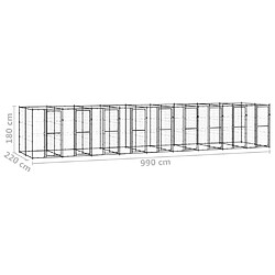 vidaXL Chenil d'extérieur pour chiens Acier 21,78 m² pas cher