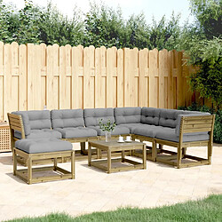 vidaXL Salon de jardin 7 pcs avec coussins bois de pin imprégné