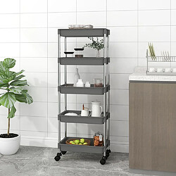 Maison Chic Desserte de cuisine | Chariot de cuisine | Meuble de rangement roulant 5 niveaux Gris 42x29x128 cm Fer et ABS -GKD22848