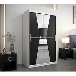 Abiks Meble Armoire Maroko à portes coulissantes 200/120/62 2 portes (blanc/noir)