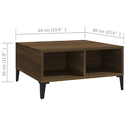 vidaXL Table basse chêne marron 60x60x30 cm bois d'ingénierie pas cher