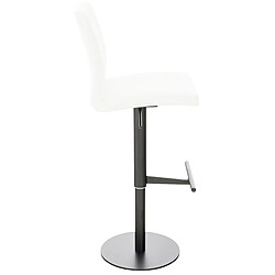 Avis Decoshop26 Tabouret de bar x1 réglable en hauteur et pivotant à 360° plateforme ronde en métal noir assise en PVC blanc 10_0004568