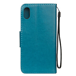 Avis Wewoo Housse Étui à rabat horizontal avec motif papillon en relief fente pour cartes & porte-monnaie & lanière iPhone XR bleu