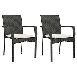 Maison Chic Lot de 2 Chaises de jardin,Fauteuil d'extérieur avec coussins Résine tressée Noir -MN21907