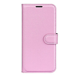 Etui en PU texture litchi, fermoir magnétique, anti-chocs avec support, rose pour votre ZTE Libero 5G II