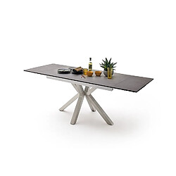 Inside 75 Table extensible NODA 160 x 90 cm plateau céramique anthracite pied acier brossé pas cher