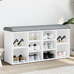 Maison Chic Banc à chaussures | Meuble de rangement à chaussures Meuble d'Entrée blanc 102x32x50 cm bois d'ingénierie -MN50565