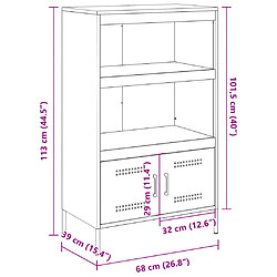 vidaXL Buffet haut blanc 68x39x113 cm acier pas cher