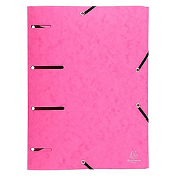 Exacompta Chemise à élastiques 3 rabats perforées Punchy carte lustrée A4 rose - Lot de 25