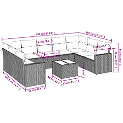 Avis Maison Chic Salon de jardin avec coussins 10 pcs | Ensemble de Table et chaises | Mobilier d'Extérieur gris résine tressée -GKD24511