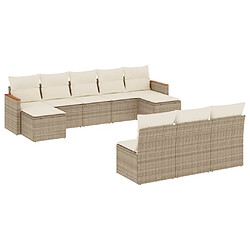 Maison Chic Salon de jardin avec coussins 10 pcs, Ensemble Tables et chaises de jardin, beige résine tressée -GKD967498