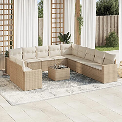 Maison Chic Salon de jardin avec coussins 12 pcs | Ensemble de Table et chaises | Mobilier d'Extérieur beige résine tressée -GKD63801