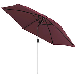 Avis vidaXL Parasol de jardin avec lumières LED mât en acier rouge bordeaux