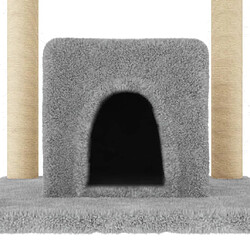 Arbre à chat avec griffoirs,niche pour chat en sisal Gris clair 154 cm -MN81183 pas cher