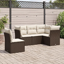 Maison Chic Salon de jardin avec coussins 5 pcs, Ensemble Tables et chaises de jardin,, Ensemble Tables et chaises de jardin, marron résine tressée -GKD599257