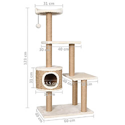 vidaXL Arbre à chat avec griffoirs 123 cm Herbiers marins pas cher