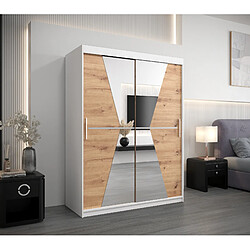 Abiks Meble Armoire Maroko à portes coulissantes 200/150/62 2 portes (blanc/artisan)