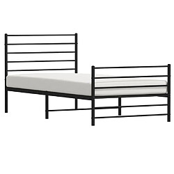 Acheter Maison Chic Lit adulte - Lit simple Cadre de lit métal avec tête de lit/pied de lit,Structure du lit Contemporain pour chambre noir 90x190 cm -MN48905