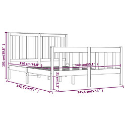 vidaXL Cadre de lit Bois de pin massif 140x190 cm pas cher