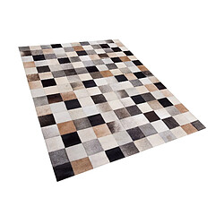 Beliani Tapis marron et beige en cuir 160 x 230 cm SOKE