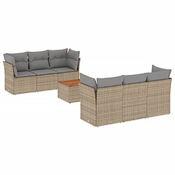 Maison Chic Ensemble à manger d'extérieur 7 pcs avec coussins,Salon de jardin,Mobilier de jardin mélange beige résine tressée -GKD229687