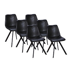 Vente-Unique Lot de 6 chaises LUBINE - Simili - Noir