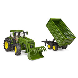 Bruder John Deere 7R avec chargeur avant et remorque avec attelage tandem